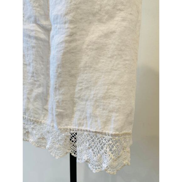 Laura Bianchi Women Sm White Linen Tank Top Lace Trim Sleeveless Italian Blouse - Picture 2 of 5